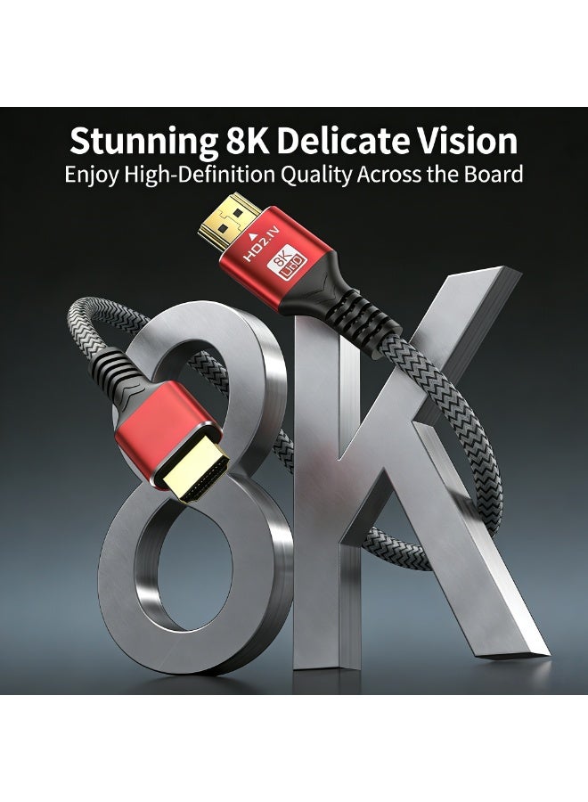 NEW SMART 8K HDMI 2.1 Cable - Support 8K 60Hz, 4K 144Hz, 2K 240Hz, 1080P 240Hz, 48Gbps, 3D, HDR, HDCP, eARC, Dolby - Ultra High Speed HDMI Cord for Laptop, Computer, Monitor, Projectors, TV, PS4, PS5, Xbox, Switch, HDTV,DSLR Camera 3M - Image 1